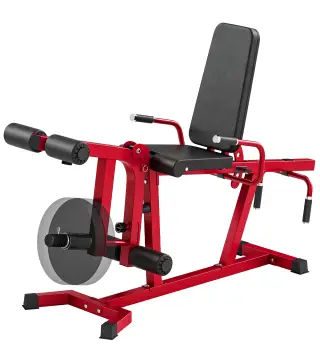 Máquina de Extensión y Curl de Piernas Ajustable 3 en 1 Carga 300 kg con Carga de Placas para Casa Gimnasio Rojo