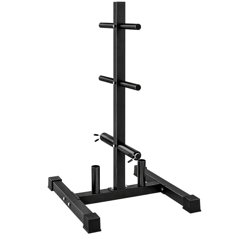 Soporte para Discos de Pesas Carga 300 kg para Discos de 25 mm y 50 mm con 2 Estantes de Barra para Gimnasio Casa Negro Soporte para Discos de Pesas Carga 300 kg para Discos de 25 mm y 50 mm con 2 Estantes de Barra para Gimnasio Casa Negro