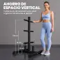 Soporte para Discos de Pesas Carga 300 kg para Discos de 25 mm y 50 mm con 2 Estantes de Barra para Gimnasio Casa Negro Soporte para Discos de Pesas Carga 300 kg para Discos de 25 mm y 50 mm con 2 Estantes de Barra para Gimnasio Casa Negro