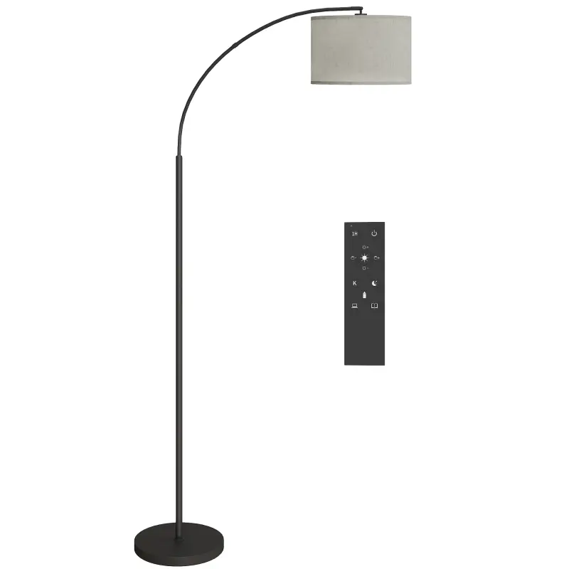 Lámpara de Pie LED Regulable con 11 Temperaturas de Color y Niveles de Brillo Pantalla Ajustable Control Remoto Negro