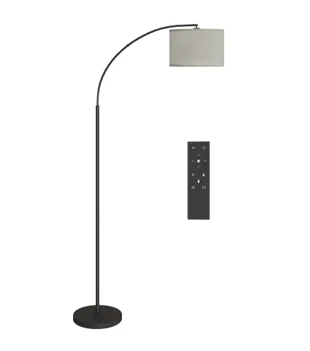 Lámpara de Pie LED Regulable con 11 Temperaturas de Color y Niveles de Brillo Pantalla Ajustable Control Remoto Negro