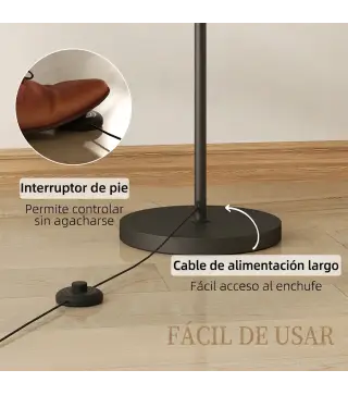 Lámpara de Pie LED Regulable con 11 Temperaturas de Color y Niveles de Brillo Pantalla Ajustable Control Remoto Negro