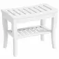 Taburete de Baño de Bambú con Estante Banco de Baño Impermeable y Robusta para Salón SPA 47,5x26x44,5 cm Blanco