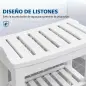 Taburete de Baño de Bambú con Estante Banco de Baño Impermeable y Robusta para Salón SPA 47,5x26x44,5 cm Blanco