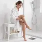 Taburete de Baño de Bambú con Estante Banco de Baño Impermeable y Robusta para Salón SPA 47,5x26x44,5 cm Blanco