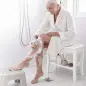 Taburete de Baño de Bambú con Estante Banco de Baño Impermeable y Robusta para Salón SPA 47,5x26x44,5 cm Blanco