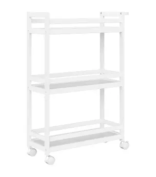 Estantería de Baño de Bambú de 3 Niveles Carrito Auxiliar de Almacenaje con Ruedas 55x20x75 cm Blanco