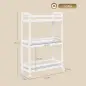 Estantería de Baño de Bambú de 3 Niveles Carrito Auxiliar de Almacenaje con Ruedas 55x20x75 cm Blanco