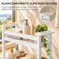 Estantería de Baño de Bambú de 3 Niveles Carrito Auxiliar de Almacenaje con Ruedas 55x20x75 cm Blanco