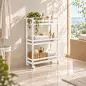 Estantería de Baño de Bambú de 3 Niveles Carrito Auxiliar de Almacenaje con Ruedas 55x20x75 cm Blanco