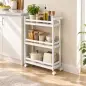 Estantería de Baño de Bambú de 3 Niveles Carrito Auxiliar de Almacenaje con Ruedas 55x20x75 cm Blanco