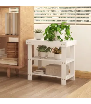 Banco Zapatero de Bambú con Asiento y 2 Estantes para 4 Pares para Entrada Salón Dormitorio 50x28x45 cm Blanco