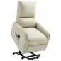 Sillón Relax Reclinable Eléctrico Levanta Personas de Tela Lino Control Remoto Asiento con Muelles Reposapiés Beige
