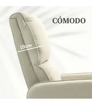 Sillón Relax Reclinable Eléctrico Levanta Personas de Tela Lino Control Remoto Asiento con Muelles Reposapiés Beige