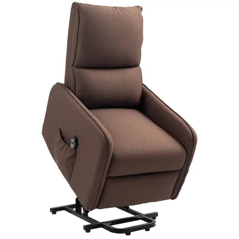 Sillón Relax Reclinable Eléctrico Levanta Personas de Tela Lino Control Remoto Asiento con Muelles Reposapiés Marrón Sillón Relax Reclinable Eléctrico Levanta Personas de Tela Lino Control Remoto Asiento con Muelles Reposapiés Marrón