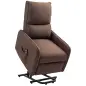 Sillón Relax Reclinable Eléctrico Levanta Personas de Tela Lino Control Remoto Asiento con Muelles Reposapiés Marrón