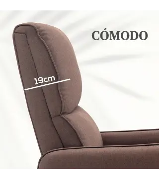 Sillón Relax Reclinable Eléctrico Levanta Personas de Tela Lino Control Remoto Asiento con Muelles Reposapiés Marrón