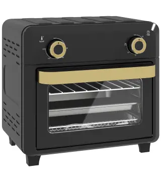 Horno Freidora de Aire 10 L con 2 Mandos Convección 360° Temperatura hasta 230 °C Temporizador 60 Min Bandeja y Cesta