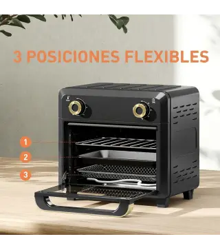 Horno Freidora de Aire 10 L con 2 Mandos Convección 360° Temperatura hasta 230 °C Temporizador 60 Min Bandeja y Cesta