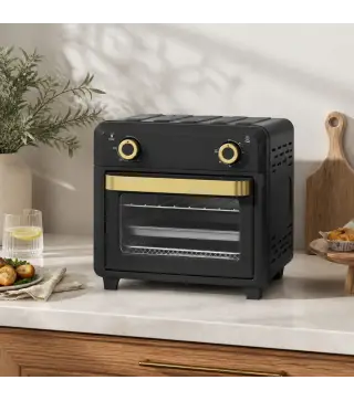 Horno Freidora de Aire 10 L con 2 Mandos Convección 360° Temperatura hasta 230 °C Temporizador 60 Min Bandeja y Cesta
