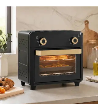 Horno Freidora de Aire 10 L con 2 Mandos Convección 360° Temperatura hasta 230 °C Temporizador 60 Min Bandeja y Cesta