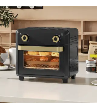 Horno Freidora de Aire 10 L con 2 Mandos Convección 360° Temperatura hasta 230 °C Temporizador 60 Min Bandeja y Cesta