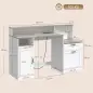 Escritorio 140 cm con Estación de Carga Cajones y Armario Enchufes Soporte para Impresora y Monitor Marrón y Blanco Escritorio 140 cm con Estación de Carga Cajones y Armario Enchufes Soporte para Impresora y Monitor Marrón y Blanco