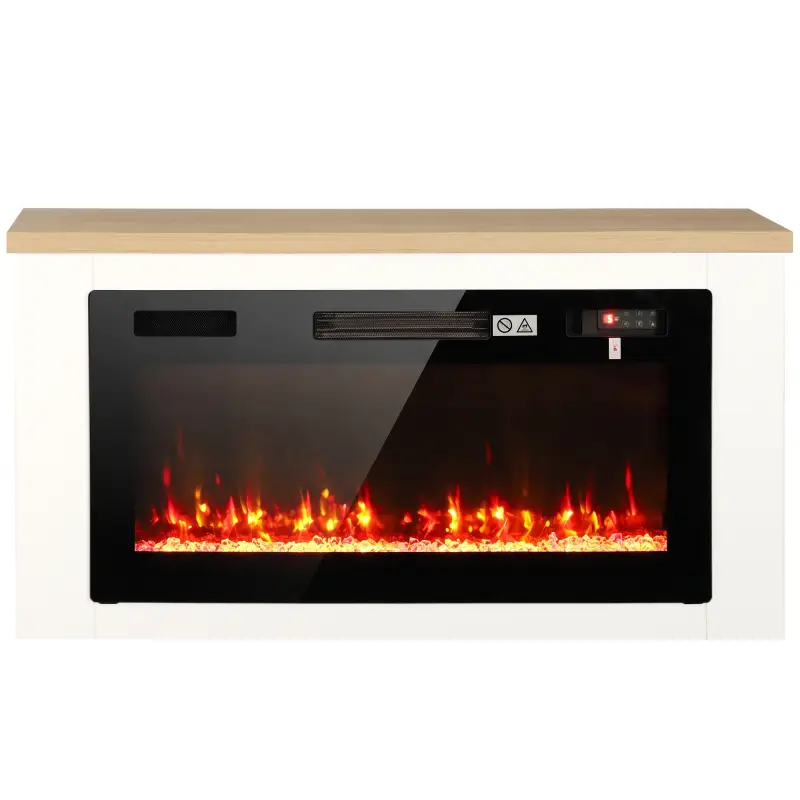 Chimenea Eléctrica de Pie 900/1800W Mueble para TV 55" 12 Colores de Llama 3D 5 Brillos Control Remoto para 35㎡ Blanco Chimenea Eléctrica de Pie 900/1800W Mueble para TV 55" 12 Colores de Llama 3D 5 Brillos Control Remoto para 35㎡ Blanco