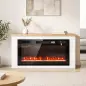 Chimenea Eléctrica de Pie 900/1800W Mueble para TV 55" 12 Colores de Llama 3D 5 Brillos Control Remoto para 35㎡ Blanco
