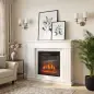 Chimenea Eléctrica Decorativa 1800W con Repisa Efecto Llama 5 Brillos Termostato Temporizador Mando para TV 38" Blanco