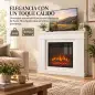 Chimenea Eléctrica Decorativa 1800W con Repisa Efecto Llama 5 Brillos Termostato Temporizador Mando para TV 38" Blanco Chimenea Eléctrica Decorativa 1800W con Repisa Efecto Llama 5 Brillos Termostato Temporizador Mando para TV 38" Blanco