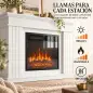 Chimenea Eléctrica Decorativa 1800W con Repisa Efecto Llama 5 Brillos Termostato Temporizador Mando para TV 38" Blanco Chimenea Eléctrica Decorativa 1800W con Repisa Efecto Llama 5 Brillos Termostato Temporizador Mando para TV 38" Blanco