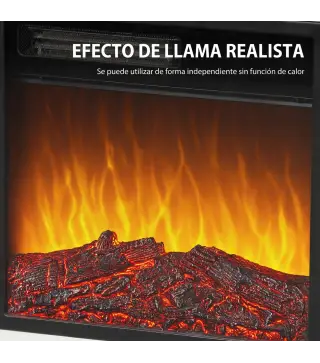 Chimenea Eléctrica Decorativa 1800W con Repisa Efecto Llama 5 Brillos Termostato Temporizador Mando para TV 38" Blanco