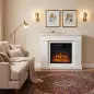 Chimenea Eléctrica Decorativa 1800W con Repisa Efecto Llama 5 Brillos Termostato Temporizador Mando para TV 38" Blanco Chimenea Eléctrica Decorativa 1800W con Repisa Efecto Llama 5 Brillos Termostato Temporizador Mando para TV 38" Blanco