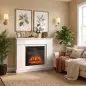 Chimenea Eléctrica Decorativa 1800W con Repisa Efecto Llama 5 Brillos Termostato Temporizador Mando para TV 38" Blanco Chimenea Eléctrica Decorativa 1800W con Repisa Efecto Llama 5 Brillos Termostato Temporizador Mando para TV 38" Blanco
