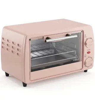 Horno Eléctrico Sobremesa 10L 750W Horno Eléctrico Pequeño Temperatura 230 ℃ y Temporizador 36,5x26x22 cm Rosa