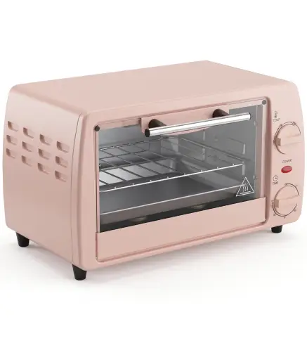 Horno Eléctrico Sobremesa 10L 750W Horno Eléctrico Pequeño Temperatura 230 ℃ y Temporizador 36,5x26x22 cm Rosa