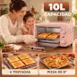 Horno Eléctrico Sobremesa 10L 750W Horno Eléctrico Pequeño Temperatura 230 ℃ y Temporizador 36,5x26x22 cm Rosa
