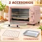 Horno Eléctrico Sobremesa 10L 750W Horno Eléctrico Pequeño Temperatura 230 ℃ y Temporizador 36,5x26x22 cm Rosa