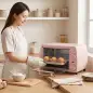 Horno Eléctrico Sobremesa 10L 750W Horno Eléctrico Pequeño Temperatura 230 ℃ y Temporizador 36,5x26x22 cm Rosa