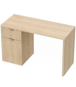 Escritorio Reversible 120 cm con Cajón Armario Balda Ajustable y Tablero Grueso para Espacios Pequeños Oficina Roble
