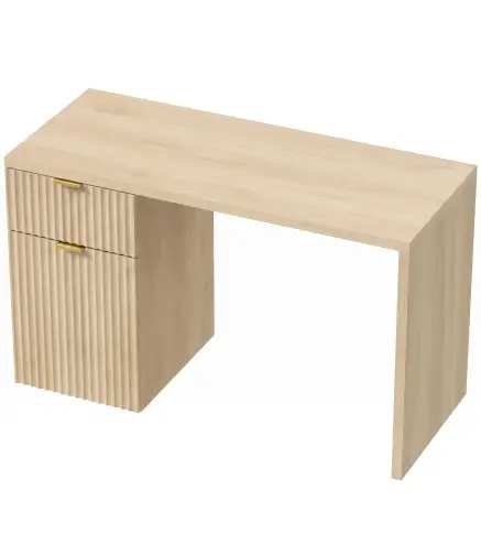 Escritorio Reversible 120 cm con Cajón Armario Balda Ajustable y Tablero Grueso para Espacios Pequeños Oficina Roble