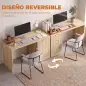 Escritorio Reversible 120 cm con Cajón Armario Balda Ajustable y Tablero Grueso para Espacios Pequeños Oficina Roble