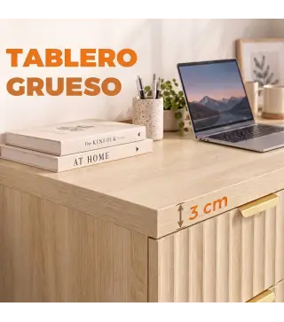 Escritorio Reversible 120 cm con Cajón Armario Balda Ajustable y Tablero Grueso para Espacios Pequeños Oficina Roble