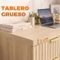 Escritorio Reversible 120 cm con Cajón Armario Balda Ajustable y Tablero Grueso para Espacios Pequeños Oficina Roble
