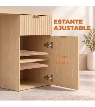 Escritorio Reversible 120 cm con Cajón Armario Balda Ajustable y Tablero Grueso para Espacios Pequeños Oficina Roble