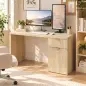 Escritorio Reversible 120 cm con Cajón Armario Balda Ajustable y Tablero Grueso para Espacios Pequeños Oficina Roble