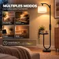 Lámpara de Pie LED Regulable con Estante 11 Temperaturas y Brillos Pantalla Ajustable Mando RF Interruptor de Pie Negro Lámpara de Pie LED Regulable con Estante 11 Temperaturas y Brillos Pantalla Ajustable Mando RF Interruptor de Pie Negro