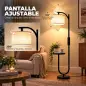 Lámpara de Pie LED Regulable con Estante 11 Temperaturas y Brillos Pantalla Ajustable Mando RF Interruptor de Pie Negro Lámpara de Pie LED Regulable con Estante 11 Temperaturas y Brillos Pantalla Ajustable Mando RF Interruptor de Pie Negro