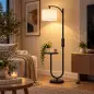 Lámpara de Pie LED Regulable con Estante 11 Temperaturas y Brillos Pantalla Ajustable Mando RF Interruptor de Pie Negro Lámpara de Pie LED Regulable con Estante 11 Temperaturas y Brillos Pantalla Ajustable Mando RF Interruptor de Pie Negro